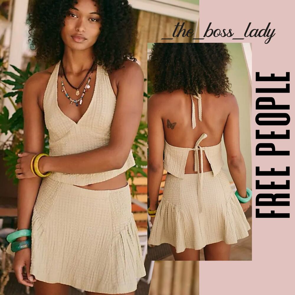 Free People skirt set co-ord top and midi skirt lace matching set boho Small